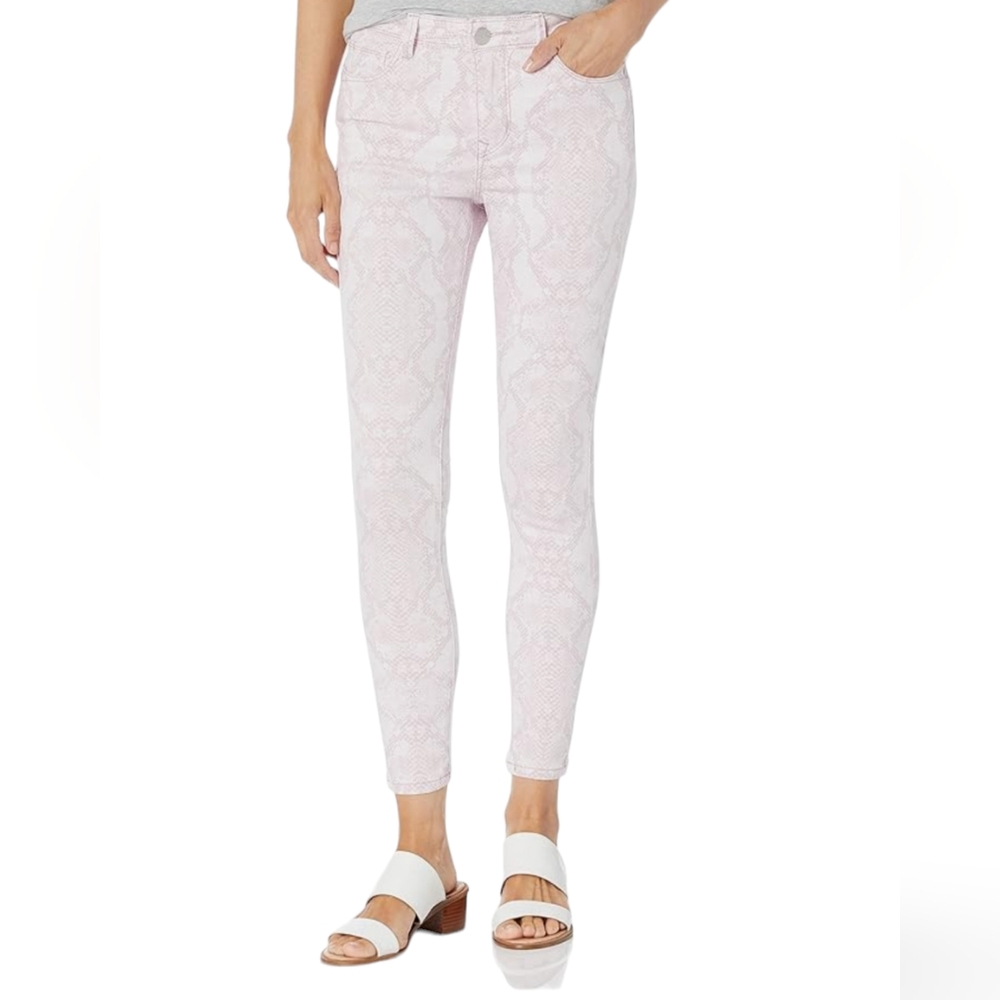 LOLA NWT Alexa Pink and White Snake Print Skinny Ankle Jean Size 34